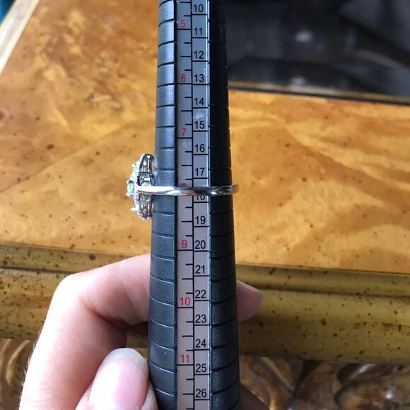 Natural Mint Garnet Moissanite Sterling Silver Ring Size 8 - Picture 6 of 9